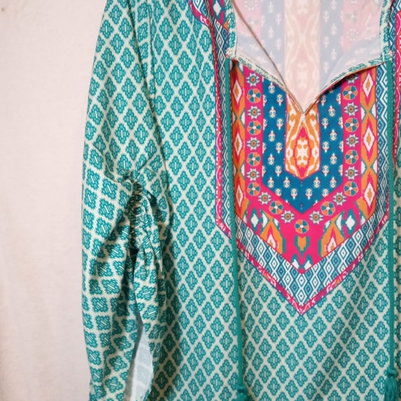 Urban Coco | Classic Bohemian Turquoise Print Dress XL - Picture 6 of 11